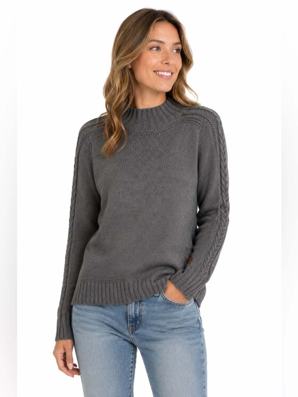 Roots Gray Turtleneck Sweater for Women Wool CAshmere Blend Size Small